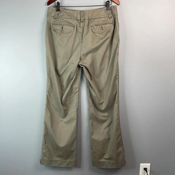 EDDIE BAUER Mercer Fit Twill Trousers Khaki Green High Waist Straight Leg 12 - Picture 7 of 11